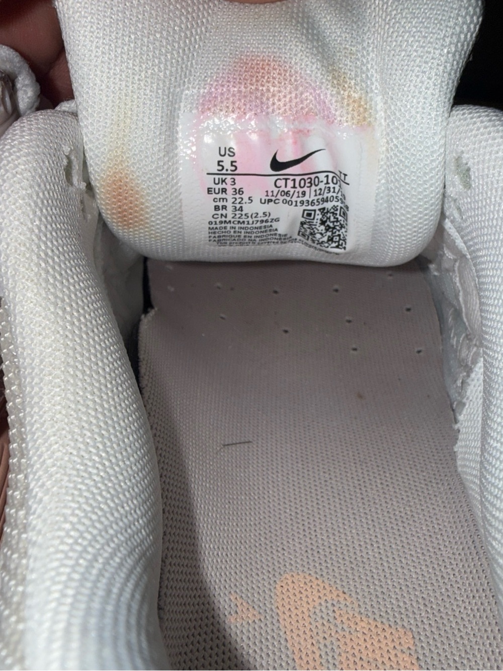 Nike Air Max 90 White Pink Barely Rose Women's Size 5.5W CT1030-101 Preowned - Picture 6 of 8